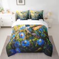 thumbnail image 2 of Homewish Adult Rustic Hummingbird Bedding Comforter Set 7pcs, Blue Blossoms Floral Queen Bedding Sets, Countryside Theme Reversible Queen Sheet Sets, Ultra Soft Bedroom Decor, 2 of 7