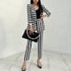 thumbnail image 2 of Ropa de mujer Otoño Nuevo elegante traje de rayas cruzado ajustado de moda pantalones de mujer ajustados a la cintura traje profesional, 2 of 5