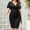 Black, variant on Women's Casual Dress In Large Size Solid Color Casual Vacation Dress With Straps Vacation V Neck Medium Length Dress Casual Summer Dresses with Sleeves Dresses for Summer Casual Gauzy Dresses for