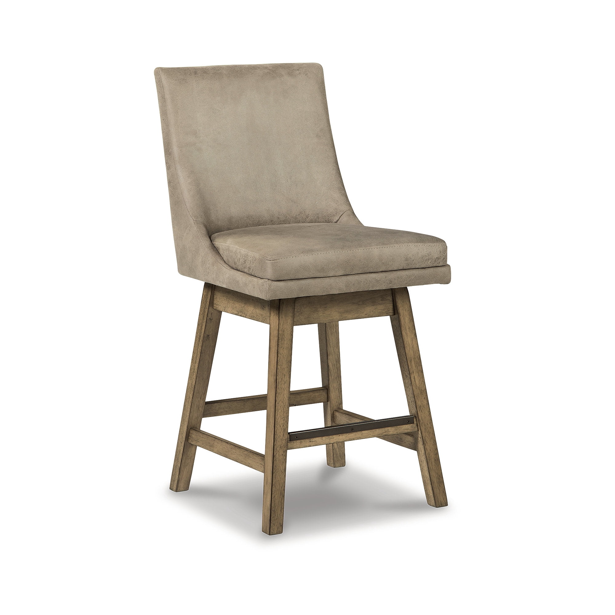 Signature Design by Ashley Tallenger Upholstered Swivel Counter Height Barstool Set of 2, Beige