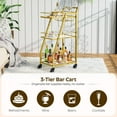 thumbnail image 4 of Bar Cart, 3-Tier Bar Cart for The Home, Home Bar Serving Cart with Glass Holders, Beverage Cart for Kitchen, Dining, Party Room, Gold, 4 of 17