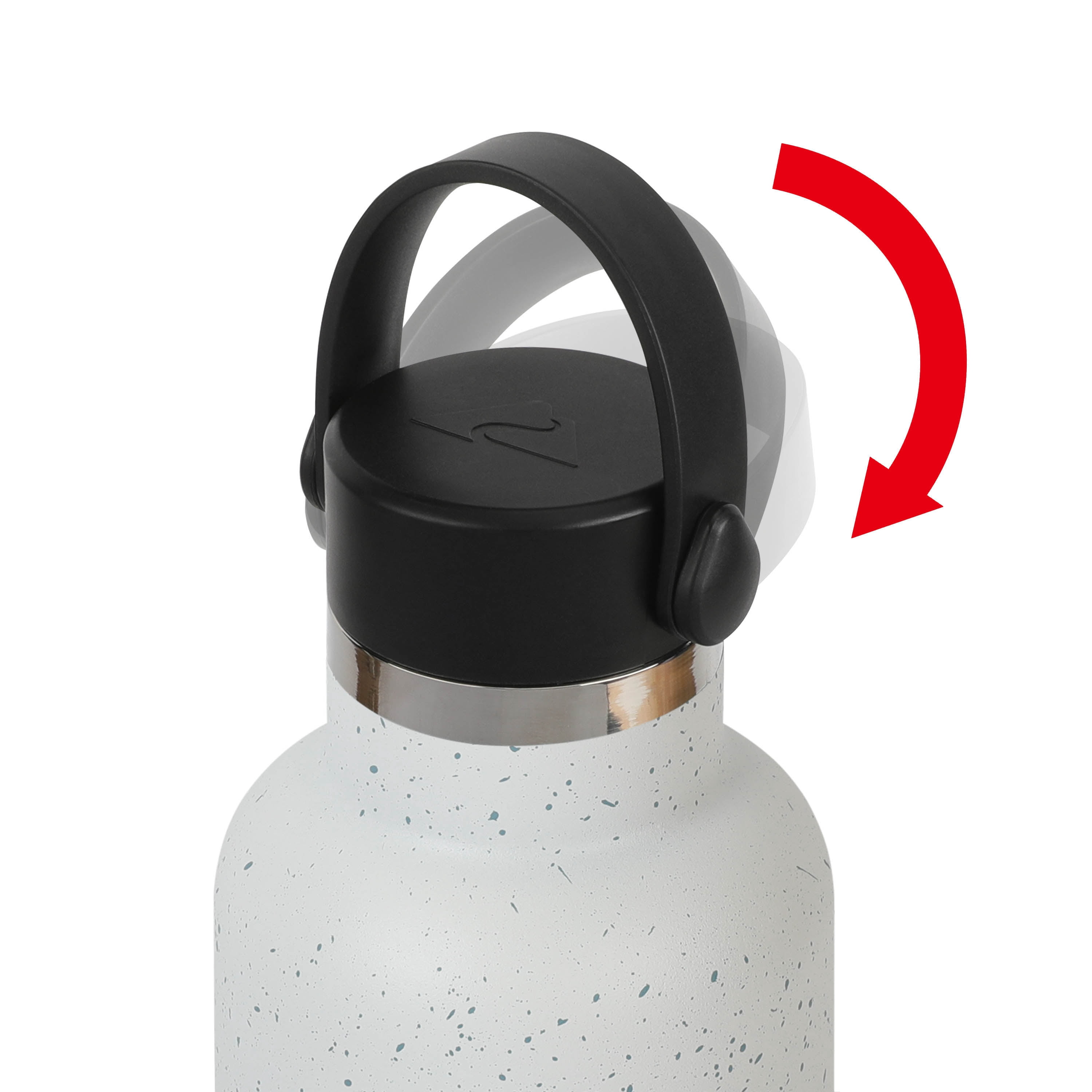 Ozark Trail 24 oz Stainless Steel Water Bottle, White Speckled Design, Loop Carry Handle