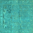 thumbnail image 1 of Ahgly Company Machine Washable Indoor Square Animal Turquoise Blue Traditional Area Rugs, 4' Square, 1 of 4