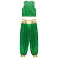 thumbnail image 6 of iiniim Mens Arabian Prince Costume Open Front Vest with Pants Halloween Show Fancy Dress up Outfit Green&Green XXL, 6 of 7