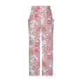 thumbnail image 4 of Leesechin Deals Womens Pants Easter Casual Printing Pockets Elastic Mid-Waist Comfortable Wide-Legged Loose Trousers on Clearance, 4 of 5
