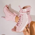 thumbnail image 5 of Ankle Boots for Women Open Toe Summer Dressy Lace up Buckle Ankle Strap Stiletto Heels Wedding Party Heeled Booties Pink Size 9, 5 of 8