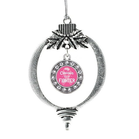 - My Cousin is a Fighter Breast Cancer Awareness Circle Holiday Ornament