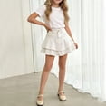thumbnail image 4 of UQJfacai Girls Denim Skirt High Waisted Ruffle Tiered Mini Skirts Casual Stretchy A Line Jean Skort with Pockets 2-15 Years, 4 of 8