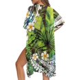 thumbnail image 5 of HELLHERO High Quality Fabrics Bathing Suit Cover Up for Summer Loose Short Sleeve Tropical Leaves, 5 of 6