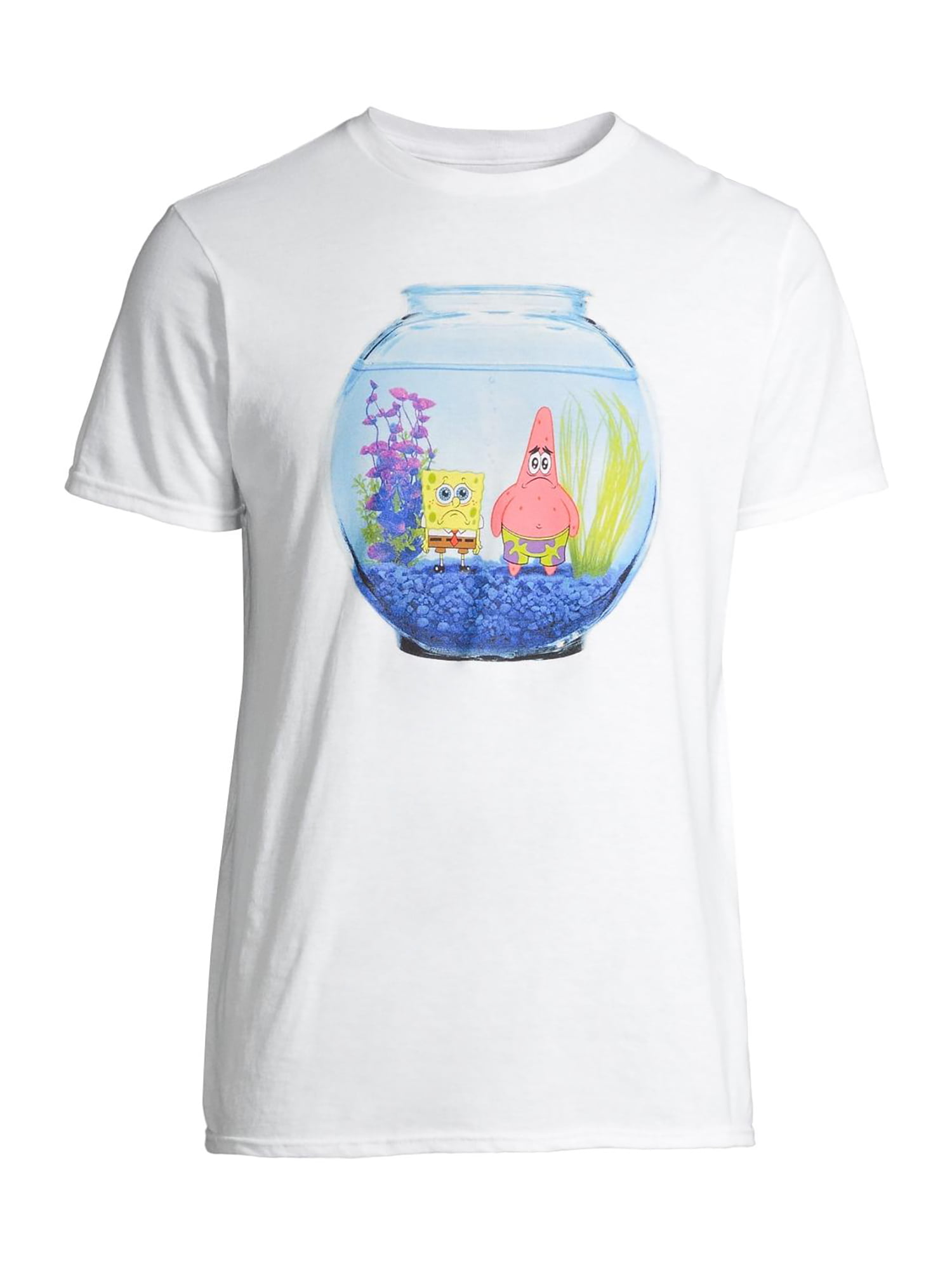 SpongeBob SquarePants T-Shirt Sad Patrick In Fish Bowl Small White