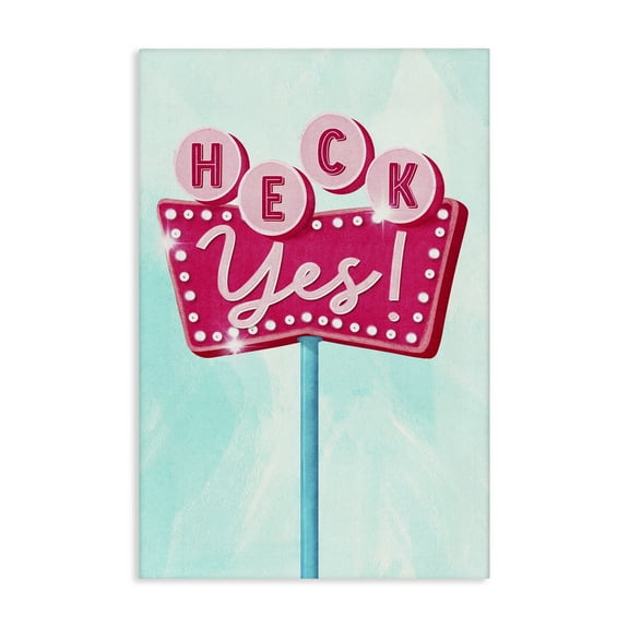 Stupell Industries Retro Heck Yes Typography Painting Gallery Wrapped Canvas Art Print Wall Art, 16 x 24