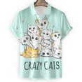 thumbnail image 2 of Camisa con estampado de gato de dibujos animados en 3D para hombre, cómoda, de verano, de manga corta, informal, holgada, de secado rápido, hawaiana, 2 of 5