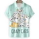 thumbnail image 2 of Camisa con estampado de gato de dibujos animados en 3D para hombre, cómoda, de verano, de manga corta, informal, holgada, de secado rápido, hawaiana, 2 of 4