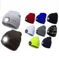 thumbnail image 1 of Sombrero de gorro con luz LED unisex actualizado, faro de brillo ajustable recargable, luz de sombrero LED de invierno oso de fresa Hogar, 1 of 5