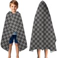 thumbnail image 3 of Gray and Black Checkerboard Pattern Hooded Bath Towel，50"x30" for Ages 3 To 12 Kids, Quick Dry Lightweight Soft Microfiber Hood Beach Towel Cover Up for Kids, 3 of 7