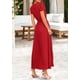 thumbnail image 2 of Vestido largo PRETTYGARDEN para mujer, verano 2025, cuello en V, con volantes, rojo, 2 of 8