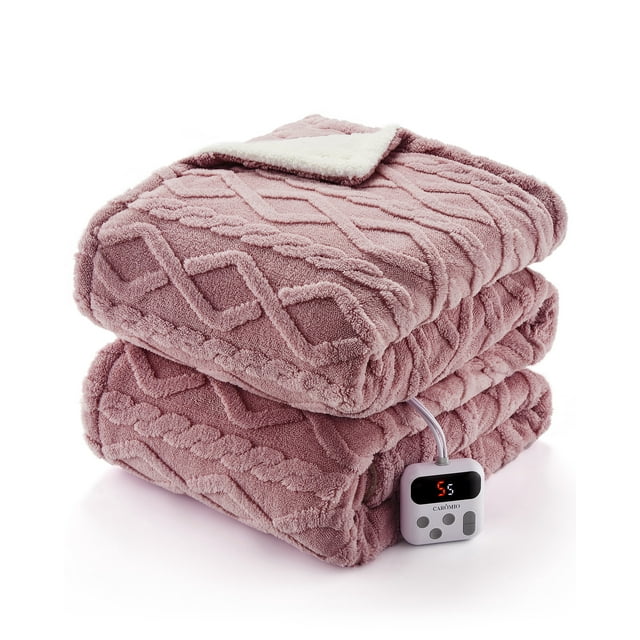 PIONEERWORKS Electric Throw Blanket Flannel & Sherpa Heated Throw Blanket with 10 Adjustable Heat Levels, 10-Hour Timer, ETL Certified, Portable, Washable, Fast Heating