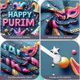 thumbnail image 4 of Colorful Happy Purim Banner Festive Purim Display Carnival Clown Hat Festive Backdrop for Purim Celebration Costume Party Indoor Decor, 4 of 9