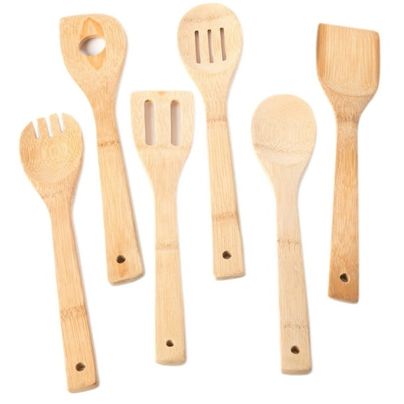 Huji Bamboo Wooden Spoons For Cooking Set Wooden Spatula Spoon Nonstick Kitchen Utensils