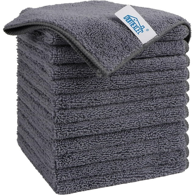 HOMEXCEL Microfiber Cleaning Cloth, 12 Pack Premium Microfiber Towels for Cars, Lint Free, Scratch-Free, Highly Absorbent, Reusable Cleaning Rags for Car, Household, Kitchen, Window, 11.5"X11.5" Grey