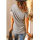 thumbnail image 1 of ABPHQTO Camiseta de manga corta con estampado de leopardo a rayas de conejito de Pascua gris para mujer, 1 of 5