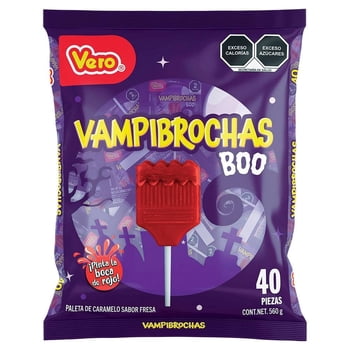 Paleta de caramelo Vero Vampibrochas boo sabor fresa 560 g