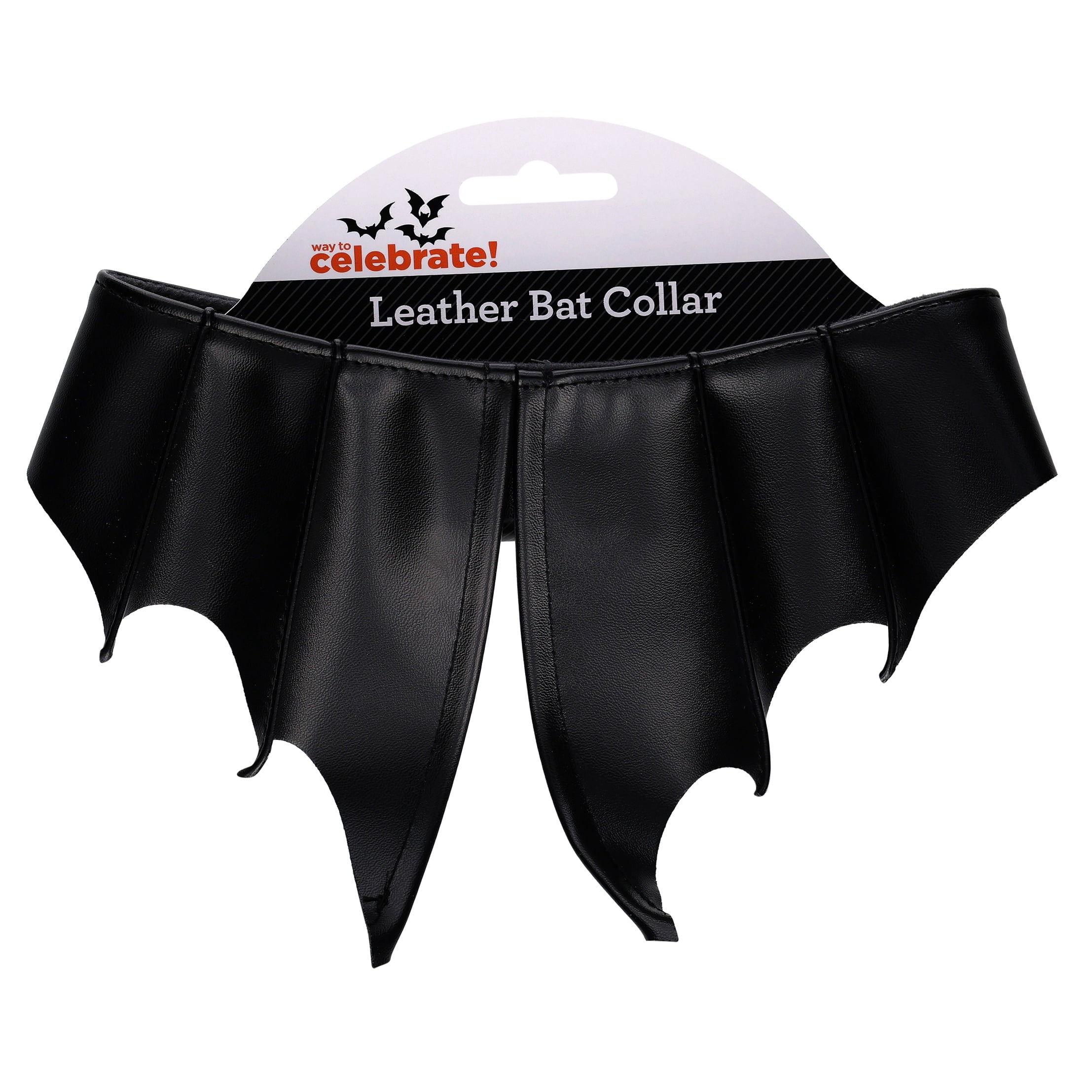 Faux Leather Bat Collar Costume Accessory for Adults, Black, Halloween by Way To Celebrate