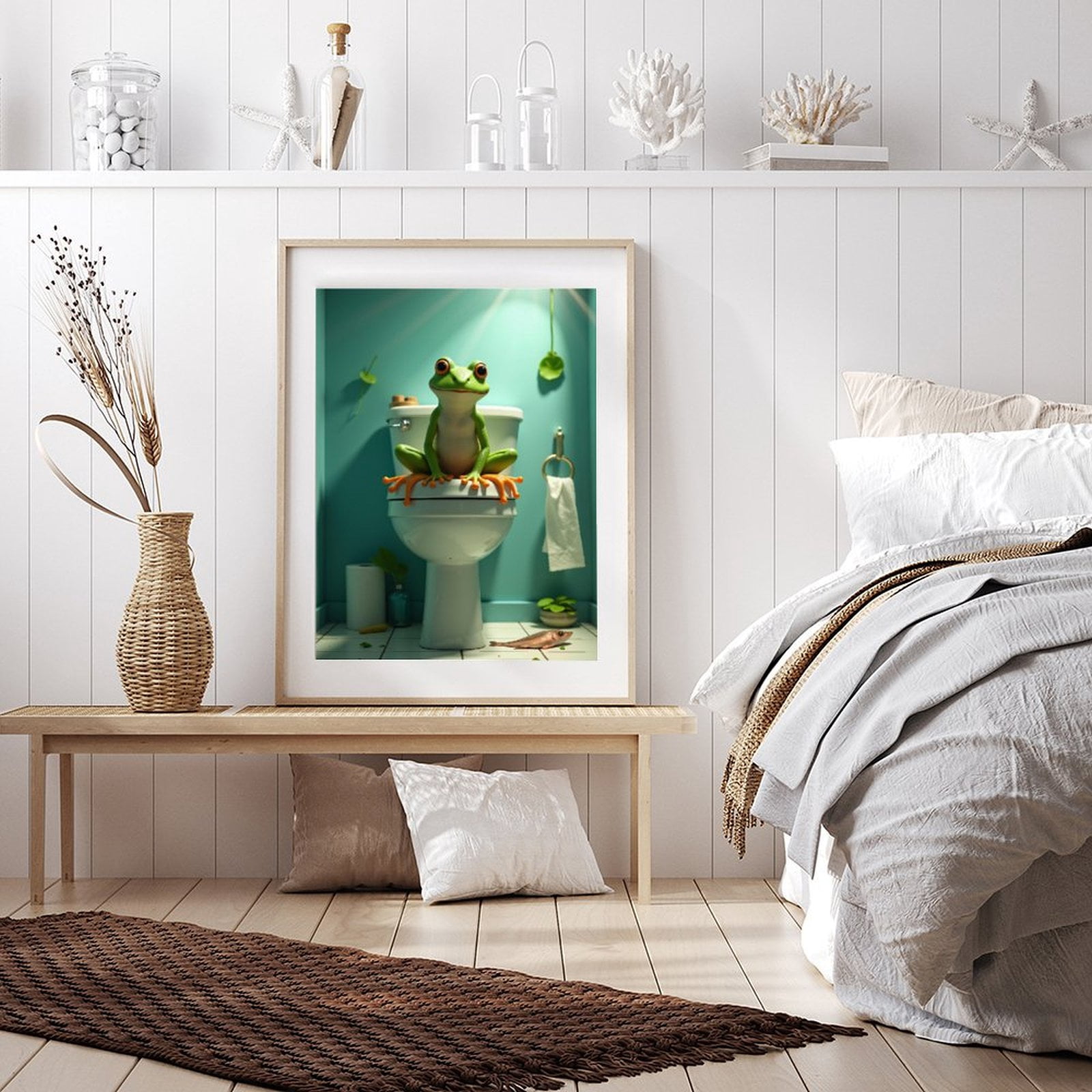 Diamond Art Kit for Adults, Frog Bathroom Pose Whimsical Scene Diamond Painting for Adults Beginners, DIY Diamond Art Painting Kits, 5D Diamond Painting Crafts for Home Decor 12x16 Frameless