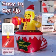 7.2ft Inflatable Hot Cocoa Mug with Gingerbread Man & LED Lights, Christmas Blow Up Outdoor Yard Decoration for Lawn Garden Holiday Party