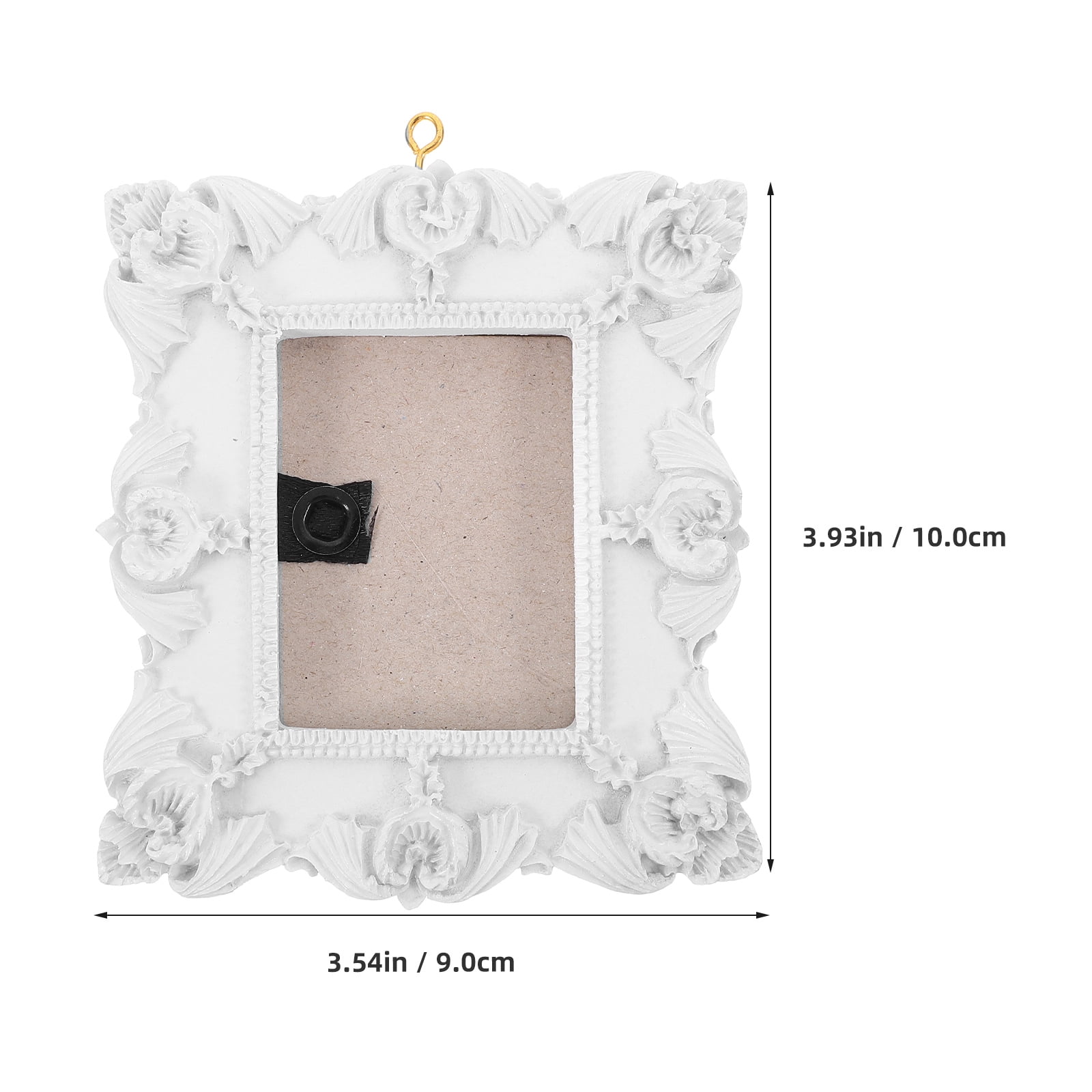 Masteelf 5pcs Christmas Photo Ornaments Embossed Hanging Picture Frame Ornaments Resin Picture Insert Frame for DIY Crafts Christmas Trees Decoration White