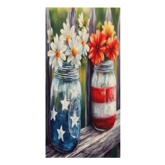 RKSupls Patriotic Mason Jar Flowers Microfiber Beach Towel Absorbent Compact Towels for Swimming Pool Beach Travel Things for Vacation Essentials Adult Gift,61.4×30.3Inch