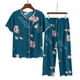 thumbnail image 2 of Conjunto de Dos Piezas para las Mujeres de Verano Casual Manga Corta Cuello Redondo Y Pantalones, Algodón Seda Pijama Conjunto, 2 of 3
