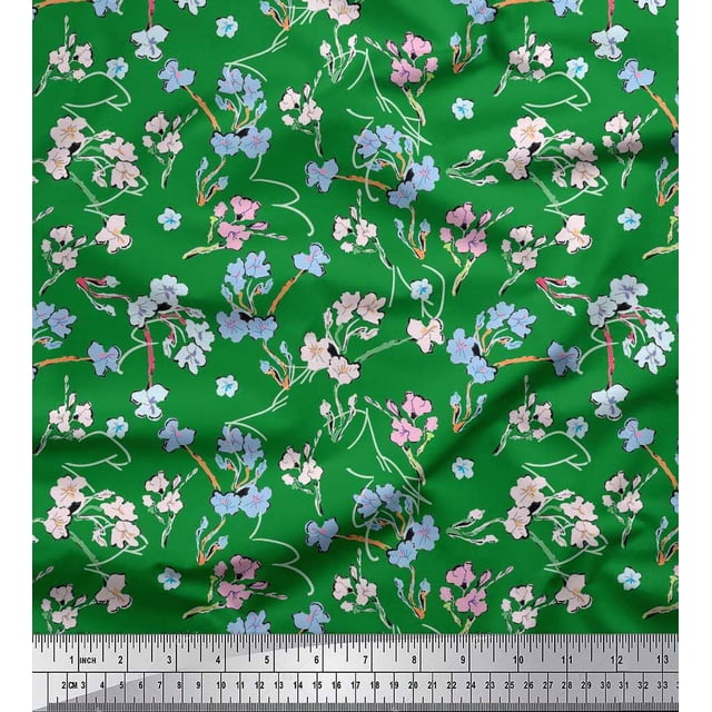 Soimoi Poly Georgette Fabric Artistic Floral Print Fabric by the Yard 42 Inch Wide
