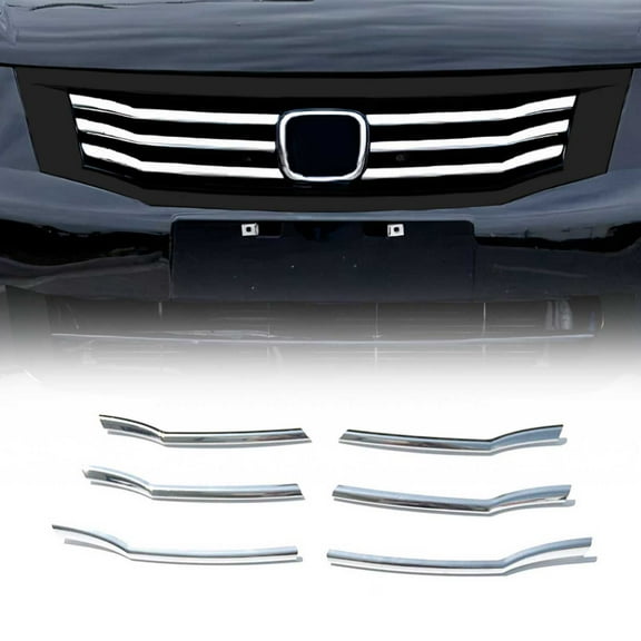 OMAC Front Bumper Grill Trim Molding for Honda Accord Sedan 2008-2011 Silver 6 Pcs