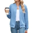 thumbnail image 2 of Bovemsi Cardigan Sweaters for Women Autumn And Winter Solid Color Round Neck Zipper Loose Long Sleeved Sweatshirt Cardigans Lightweight, 2 of 9