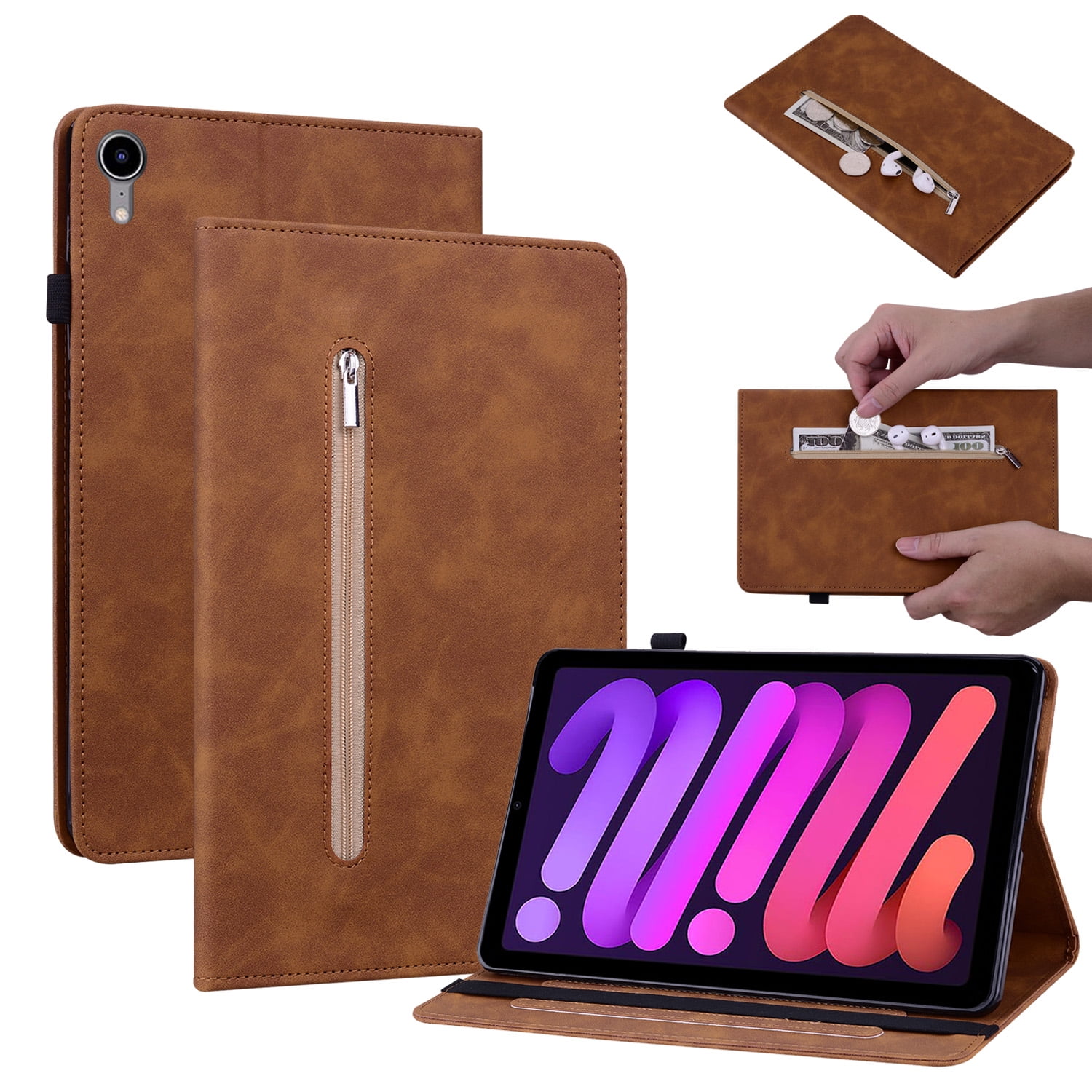Universal Case for 6.5-7.5 Tablet, Funda de Cuero Universal con Ranura para Tarjeta para iPad Mini 4/3/2/1, Galaxy Tab 7.0/Tab 3 Lite 7.0, Kobo Aura H2O 2nd Edition, Lenovo Tab 3 7 Essential