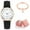 Black BK, variant on Giunmcul Women's Classic Quartz Watch with Luminous Dial, Frosted Leather Strap, Retro Small Round Women's Watch with Bracelet and Box