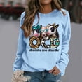 thumbnail image 1 of TINZ Sweat à Capuche Léger pour Femmes, Motif Vache Mignon, Col Rond, Manches Longues, Fermeture Éclair Complète, Crop Top, 1 of 3