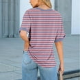thumbnail image 6 of Horkkom Striped Shirt Women Crew Neck Color Block Short Sleeve Shirts with Pocket Causal Loose Comfy T Shirts S, Gifts for Women, 6 of 8