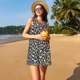 thumbnail image 3 of Vsdgher Robes d'Été Imprimé Alphabet pour Femmes Robe de Plage Décontractée Col en U Sans Manches Robe d'Été Ample avec Poche, 3 of 7