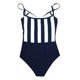 thumbnail image 4 of Gibobby Trajes de Baño para Mujer Una pieza Swimmit Backless Sexy Sling Ladies Retro Striped Women Swimswears(Marina,XL), 4 of 5
