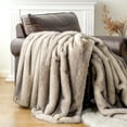 thumbnail image 3 of Battilo Luxury Cream Faux Fur Throw Blanket,Large Mink Fur Blanket,Soft Fuzzy Thick Fur Throw,60"x80", 3 of 9