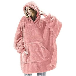 Oversized Hooded Blanket Sweatshirt Double-sided Fleece Wearable