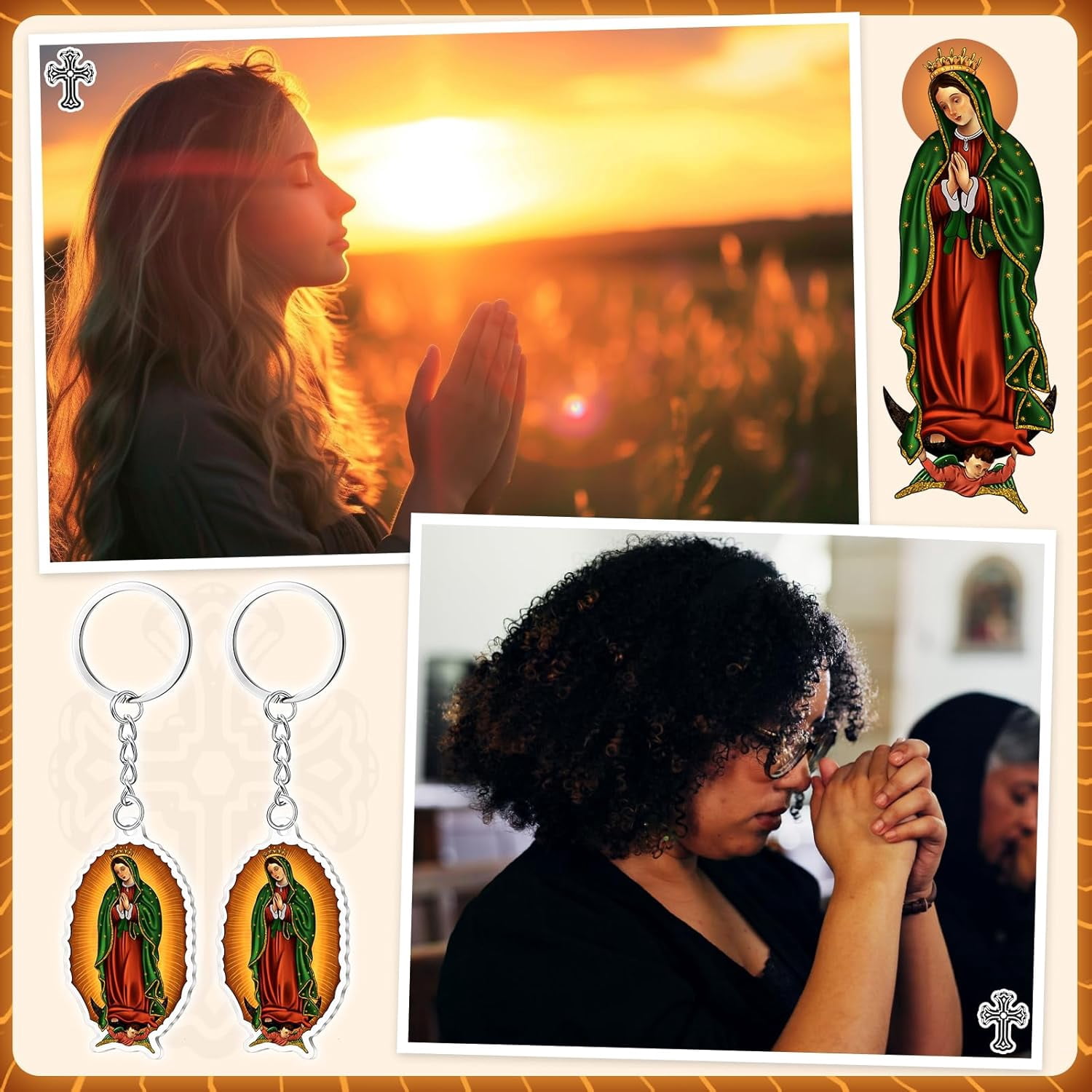 50pcs Our Lady Of Guadalupe Acrylic Keychains, Lightweight And Portable, Perfect For Mini Baptismal Favors, Party Keychain Gift Sets, Ideal Religious Souvenirs, First Communion Gifts