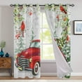 thumbnail image 2 of Fashnice Christmas Thermal Insulated Blackout Curtain Grommet Room Darkening Curtain Blackout Window Treatments Eyelet Ring Top Window Drapes Red White W:52''x H:63'' *2Pcs, 2 of 3