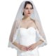 thumbnail image 1 of Velo de novia Vevor de 1 capa sencillo blanco marfil con peine de metal bordado de encaje, 1 of 5