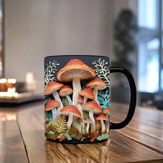 Taza de cerámica artística con hongos mágicos 3D de Blaxill, moderna y multifuncional para café, té y coleccionistas de arte.