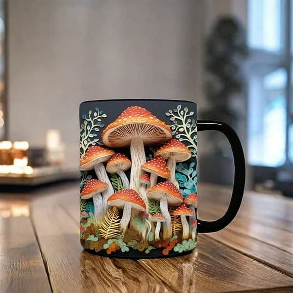 Clearance 3D Magic Mushrooms Mug Artistic Ceramic Cup, Fashionable Multifunctional Mug for Coffee, Tea, Art Collectors