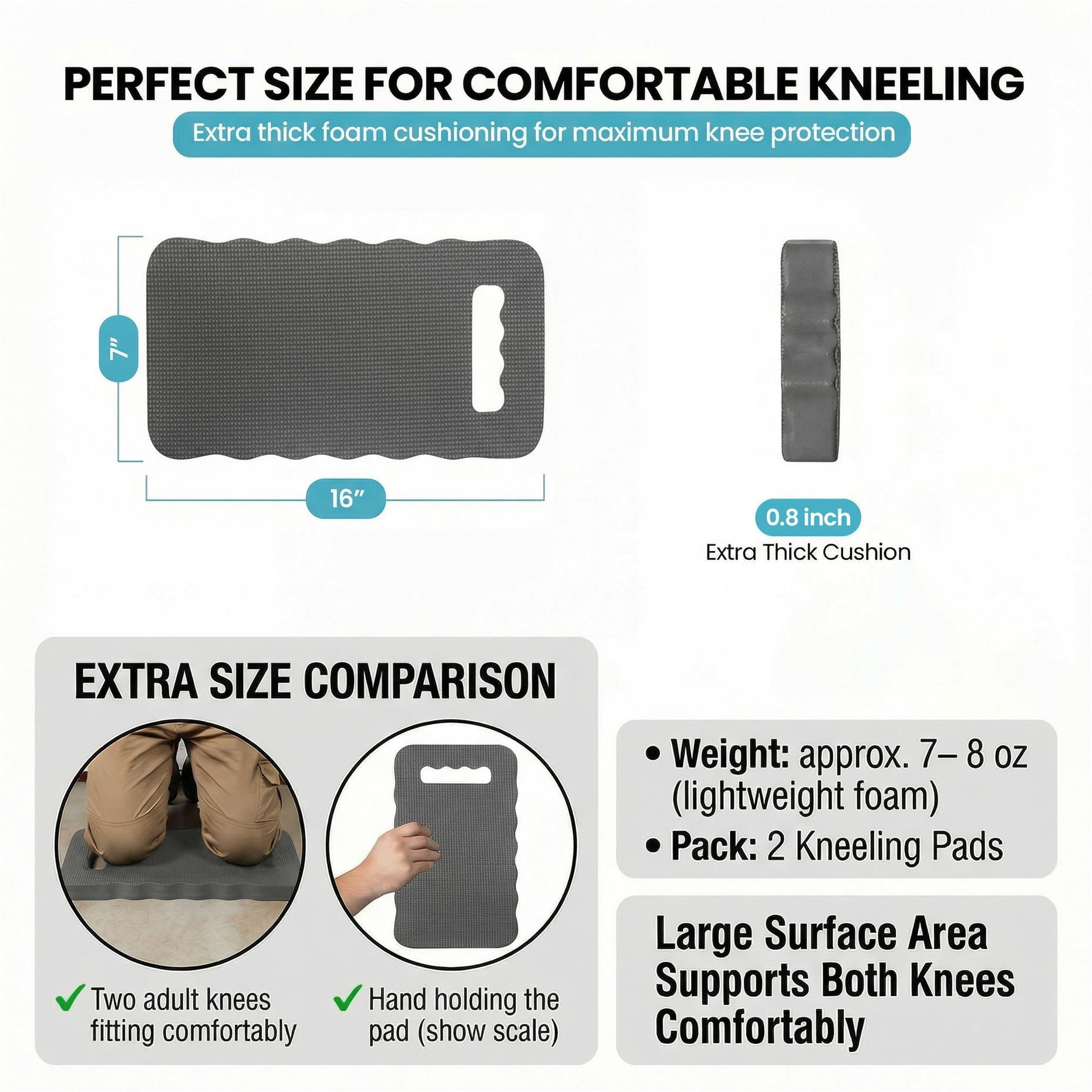 Extra Thick Foam Kneeling Pad for Gardening and Exercise Mat for Floor Work, Small Grey