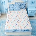 thumbnail image 4 of Erosebridal Western Cowboy Boot Zipper Full Size Comforter Sets with Fitted Sheet and 2 Pillowcases for Girls, Blue Cartoon Bow Star Print Zipper Bedding Set, Stars Reversible, 4pcs, 4 of 7